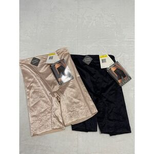 NOS FLEXEES Womens Invisible Shaping Shorts Beige Black M Firm Control Shapewear